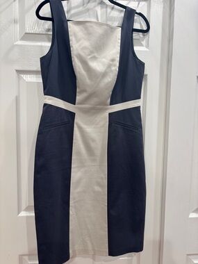 Club Monaco Grey and Cream Colorblock Midi Sheath Dress by Club Monaco